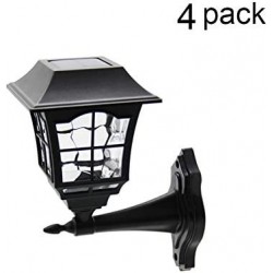 Maggift 4 Pack Solar Wall Lantern Outdoor Wall Sconce 15 Lumens Solar Outdoor Christmas Led Fixture with Wall Mount Kit