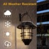 Solar Lantern Outdoor Hanging Wireless Waterproof Lantern with Wall Mount Kit for Garden Porch Fence 2 Pack