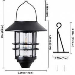 Solar Lantern Outdoor Hanging Wireless Waterproof Lantern with Wall Mount Kit for Garden Porch Fence 2 Pack