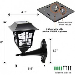 Maggift 4 Pack Solar Wall Lantern Outdoor Wall Sconce 15 Lumens Solar Outdoor Christmas Led Fixture with Wall Mount Kit