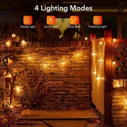 Solar String Outdoor 29 Feet Waterproof Patio LED with 25 Shatterproof Bulbs 4 Modes Hanging Solar Powered for Backyard Garden