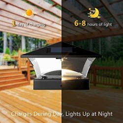 Davinci Classic Solar Outdoor Post Cap - 4x4 5x5 6x6 - LED for Fence Deck Garden or Patio Posts - Slate Black (4 Pack)