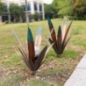 2pcs Tequila Rustic Sculpture Metal Agave Plant Home Decor Rustic Hand Painted Metal Agave Garden Ornaments Outdoor Decor Home