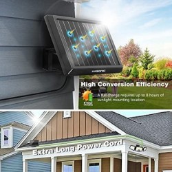 K KASONIC Security Solar Outdoor 2500LM LED 6500K Super Motion Sensor with Remote 15 feet Cable Wide Angle 3 Adjustable Heads I