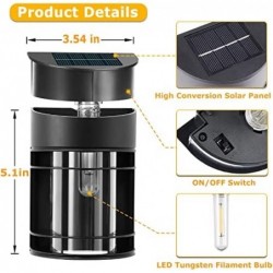 Solar Fence Outdoor 6 Pack Solar Deck LED Tungsten Filament Bulb Vintage Style Lamp Decorative Solar Wall for Post Patio Yard P