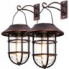 Solar Lantern Outdoor Hanging Solar Waterproof Metal Solar Outdoor with Clear Glass LED Edison Bulbs Cordless Decorative Alumin