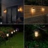 Solar Lantern Outdoor Hanging Solar Waterproof Metal Solar Outdoor with Clear Glass LED Edison Bulbs Cordless Decorative Alumin