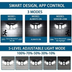 Solar Outdoor APP Control 2 Pack 300 LED Motion Sensor Wireless 5 Adjustable Heads 360° Wide Angle Illumination IP65 Waterproof