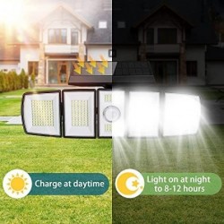 Solar Outdoor APP Control 2 Pack 300 LED Motion Sensor Wireless 5 Adjustable Heads 360° Wide Angle Illumination IP65 Waterproof