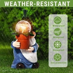 Gnome Garden Statue Outdoor Decor Solar Gnome Gift Carrying Magic Orb Garden Decorations for Yard Lawn Porch Ornament 3.94" x 3