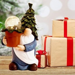 Gnome Garden Statue Outdoor Decor Solar Gnome Gift Carrying Magic Orb Garden Decorations for Yard Lawn Porch Ornament 3.94" x 3