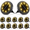 Solar Powered Ground 12 Pack Solar Outdoor Garden IP68 Waterproof LED Solar Disk Solar Landscape Decorative for Walkway Drivewa