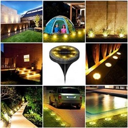 Solar Powered Ground 12 Pack Solar Outdoor Garden IP68 Waterproof LED Solar Disk Solar Landscape Decorative for Walkway Drivewa