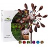 SteadyDoggie Solar Wind Spinner New 75in Jewel Cup Multi-Color Seasonal LED Solar Powered Glass Ball with Kinetic Wind Spinner