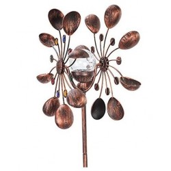 SteadyDoggie Solar Wind Spinner New 75in Jewel Cup Multi-Color Seasonal LED Solar Powered Glass Ball with Kinetic Wind Spinner