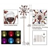 SteadyDoggie Solar Wind Spinner New 75in Jewel Cup Multi-Color Seasonal LED Solar Powered Glass Ball with Kinetic Wind Spinner