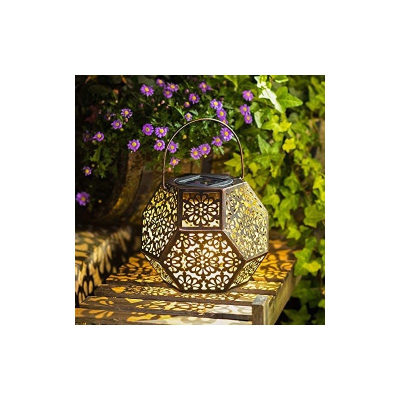 Solar Lantern Hanging Garden Outdoor Metal Waterproof LED Table Lamp