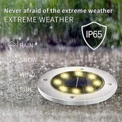 INCX Solar Ground 8 LED Garden Solar PoweredDisk Waterproof In-Ground Outdoor Landscape for Patio Pathway Lawn Yard Deck Drivew