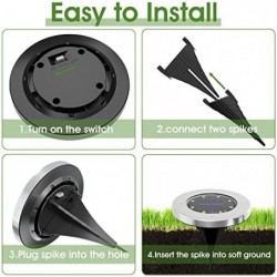 INCX Solar Ground 8 LED Garden Solar PoweredDisk Waterproof In-Ground Outdoor Landscape for Patio Pathway Lawn Yard Deck Drivew