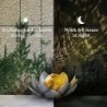 Huaxu Solar Outdoor Garden Decor  Amber Crackle Globe Glass Lotus DecorationWaterproof Gray Metal Flower for PatioLawnWalkwayTa