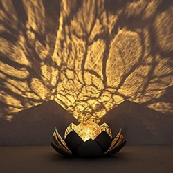 Huaxu Solar Outdoor Garden Decor  Amber Crackle Globe Glass Lotus DecorationWaterproof Gray Metal Flower for PatioLawnWalkwayTa